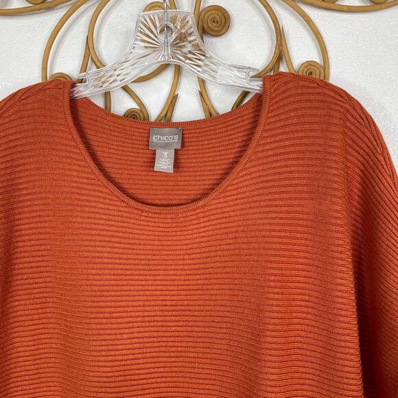 Chico's knit short sleeve top orange L - Picture 2 of 4